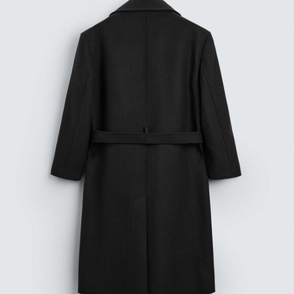 NWT ZARA DOUBLE-BREASTED WOOL COAT WITH BELT sz MEDIUM - Picture 8 of 17
